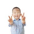 Emotional Asian boy 6 years old, isolated on white background