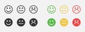 Feedback happy, angry face vector set. Positive, negative and neutral faces with a smile