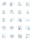 Emotional attachment linear icons set. Love, Bond, Connection, Devotion, Affection, Commitment, Intimacy line vector and Royalty Free Stock Photo