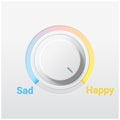 Emotional background with sad and happy switch control knob