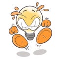 Emotional character cartoon lightbulb. Tension.On white background