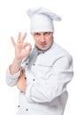 Emotional chef shows gesture all delicious