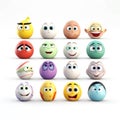 emotional colorful emoticons on a white background.