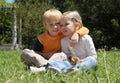 Emotional couple on a glade Royalty Free Stock Photo