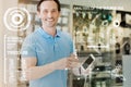Emotional customer looking happy while holding a modern smartphone