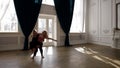emotional dance of young loving couple in rehearsal room, repetition of contemporary dance performance Royalty Free Stock Photo