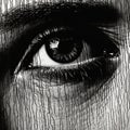 Emotional And Dramatic Black And White Eye Photo With Rain Droplets Royalty Free Stock Photo