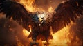 Emotional Eagle: A Cinematic Rendering Of A Fiery Flight