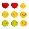 Emotional faces cry sick funny smiles set