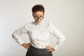 Emotional female teacher in glasses Royalty Free Stock Photo