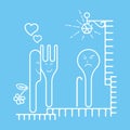 Emotional Fork Spoon Knife doodle icon vector illustration eps10. Royalty Free Stock Photo