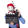 Emotional funny mime actor wearing sailor suit Royalty Free Stock Photo