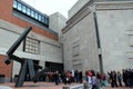 Emotional gathering while visitors wait to go inside, United States Holocaust Memorial Museum,Washington,DC,2015 Royalty Free Stock Photo