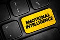 Emotional intelligence - ability to perceive, use, understand, manage, and handle emotions, text button on keyboard