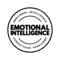 Emotional intelligence - ability to perceive, use, understand, manage, and handle emotions, text concept stamp