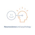 Positive mindset, mental connection, emotional intelligence concept, neuroscience and psychology, vector icon