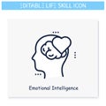 Emotional intelligence line icon. Editable