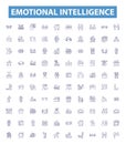 Emotional intelligence line icons, signs set. Affective, Sensitivity, Compassion, Judgement, Self Actualization, Self