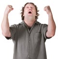 Emotional Man with Fists Up Royalty Free Stock Photo