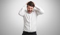 Emotional man in white shirt Royalty Free Stock Photo