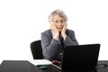 Old lady has unhappy skype conversation Royalty Free Stock Photo