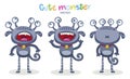 Emotional Person. Cute Cartoon Monsters Emotions. Vector Set Isolated On White Background.
