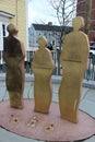 An emotional piece of history seen in statues set in semi-circle African Burying Ground Memorial, Portsmouth, New Hampshire, 2018