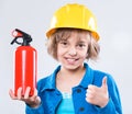 Little girl in hard hat Royalty Free Stock Photo