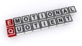 Emotional quotient word block on white