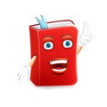 Emotional red cartoon book, happy book. Vector