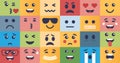 Emotional regulation with various facial expressions in outline collection