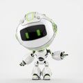 Cute white robot toy gesturing, 3d rendering