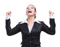 Emotional screaming entrepreneur rejoicing in victory