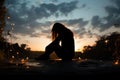 Emotional solitude Silhouette of a woman in contemplative sadness