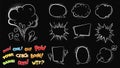 Emotional speech bubbles. Cartoon white bubble on black, make comic talk vector constructor Royalty Free Stock Photo
