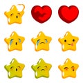 Emotional stare sick cry emoji faces set