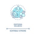 Emotional wellbeing blue concept icon