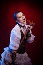 Emotional woman in steampunk costume Royalty Free Stock Photo