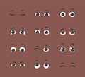 Set of emotional women eyes. Cartoon style illustration female looks. Isolated Hand drawn vector facial expression. Gestures Royalty Free Stock Photo