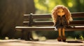 Emotionally Complex Doll Sitting On Bench In New York City Royalty Free Stock Photo