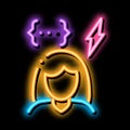 emotionally unstable woman neon glow icon illustration