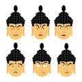 Emotions buddha. Set expressions avatar Indian god. Good and evil. Discouraged and cheerful. Supreme teacher for Buddhists. Holy