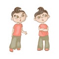 EMOTIONS Cartoon Boy Temper Hand Drawn Vector Illustration