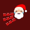 Emotions of a cheerful Santa Claus. Cartoon face on a dark red background. Merry Christmas and Happy New Year! Royalty Free Stock Photo