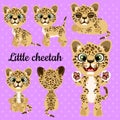 Emotions little leopard on a pink background