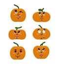 Emotions pumpkin. Set expressions avatar for Halloween. Good and