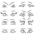 Emotions. Set of pairs of eyes. vector Royalty Free Stock Photo