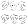 Emotions set woman faces illustration black and white linen drowning Royalty Free Stock Photo