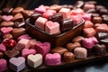 Emotions symbolized by heart shaped chocolates, valentine, dating and love proposal image