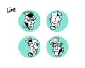 Emotions theatrical masks green illustration